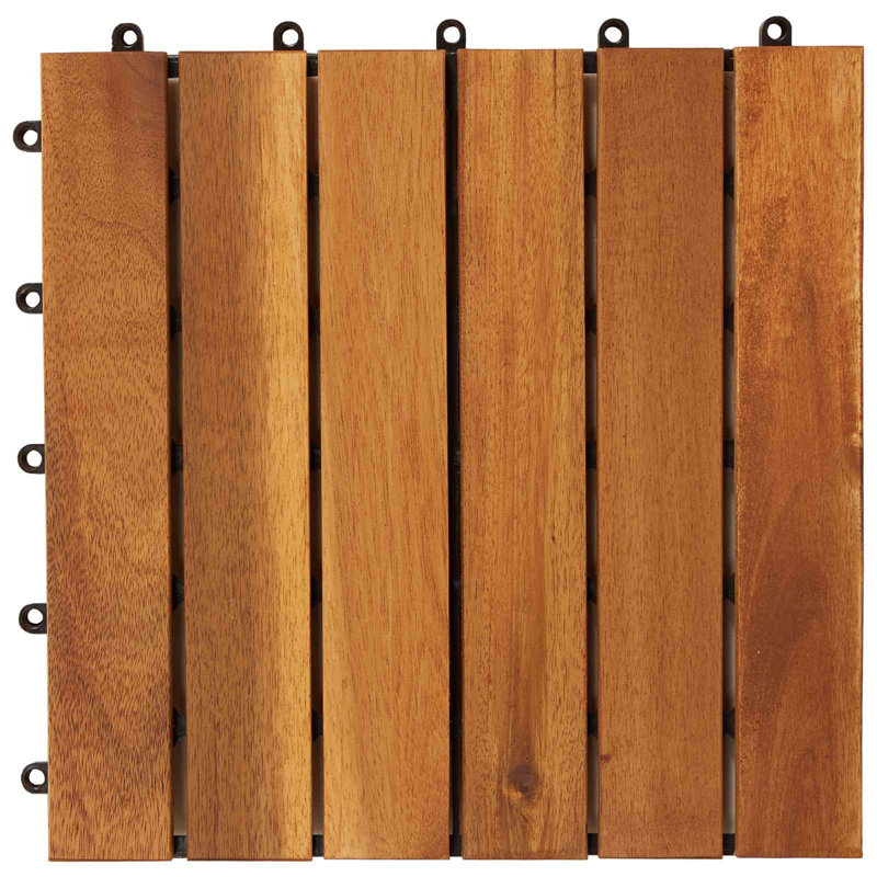 30cm L x 30cm W Acacia Hardwood Interlocking Deck Deck Tile Kit, Brown