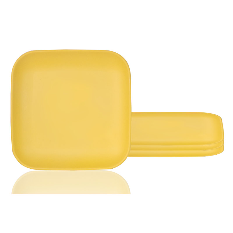 10" Square Plate - 4Pc Set Yellow, Yellow