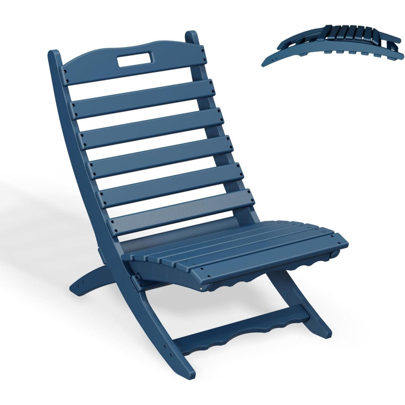 Smilja Foldable Outdoor Adirondack Chair, Navy Blue