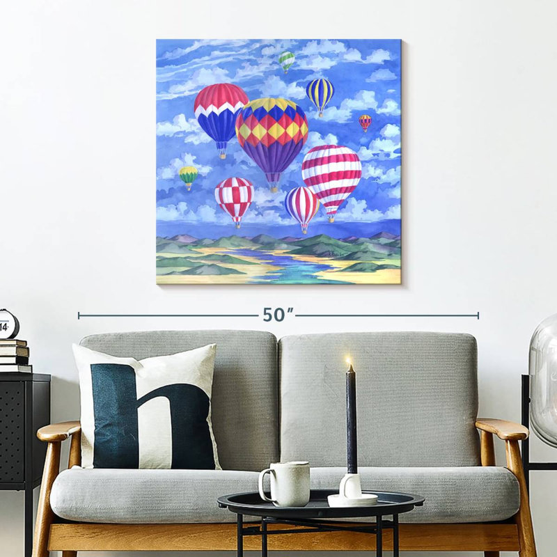 Ballons au-dessus de la rivière Mehar, H 30 po x l 30 po