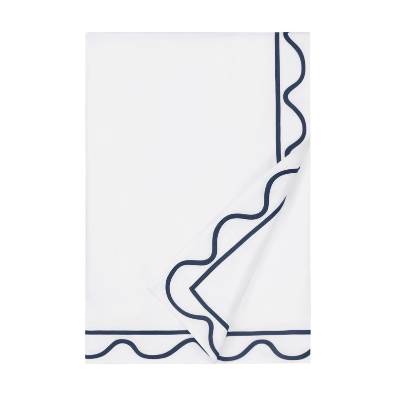 Amalfi Duvet Cover, Twin Duvet Cover, White/Navy Blue