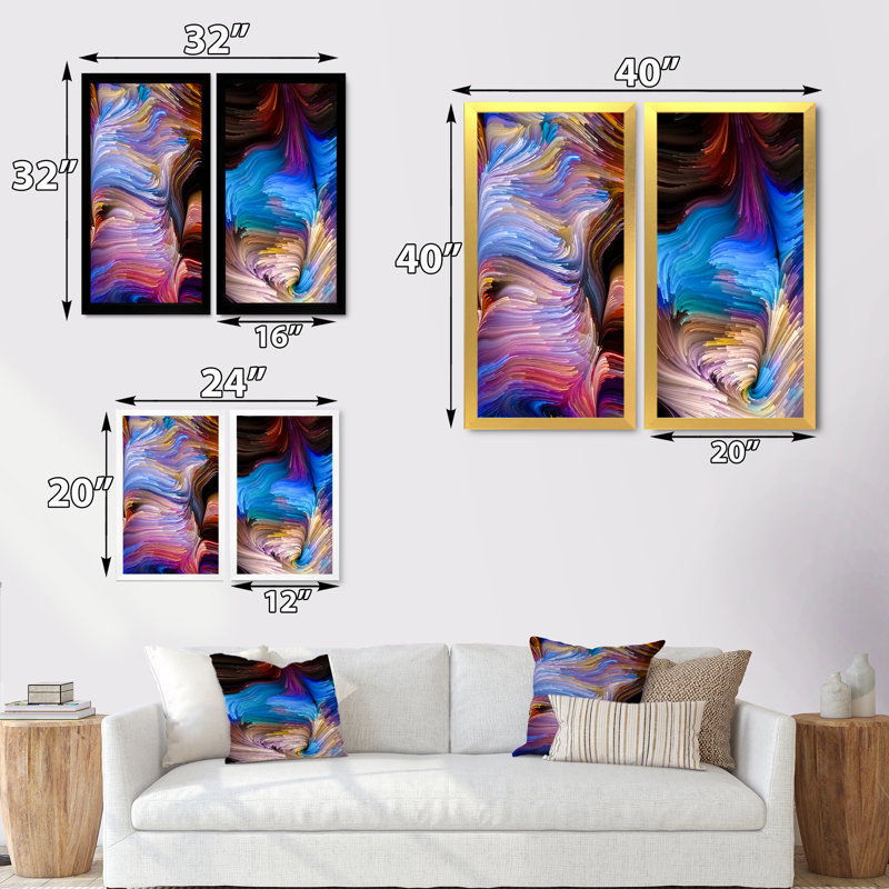 Elegance of Liquide Art - Ensemble de 2 photographies sur toile, H 20 po x l 24 po x P 1 po, Cadre photo doré