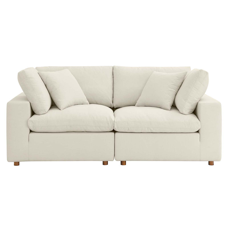 Modway Commix Down-Filled Overstuffed Upholstered Sectional Sofa Set, 2 Piece, Light Beige Polyester Blend
