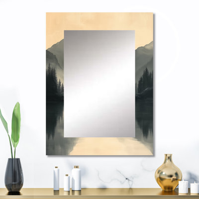 Gris, minimalisme, paysage hivernal de Norvège III - miroir mural Lake