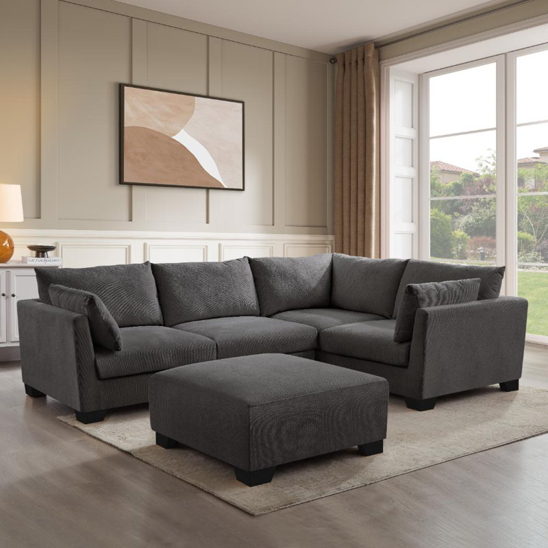 Cenko 5 Seater Sofa, Grey Linen Blend