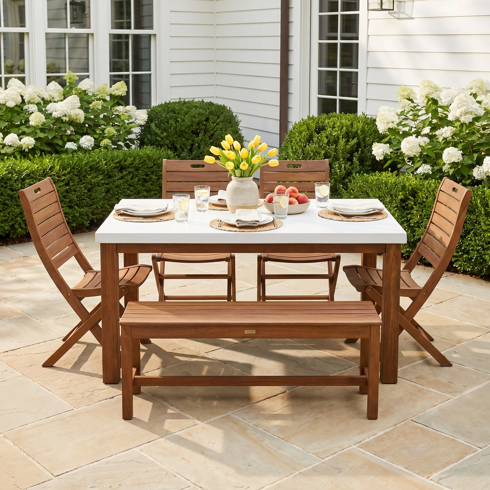 Kinsler 38" Eucalyptus Patio Dining Set