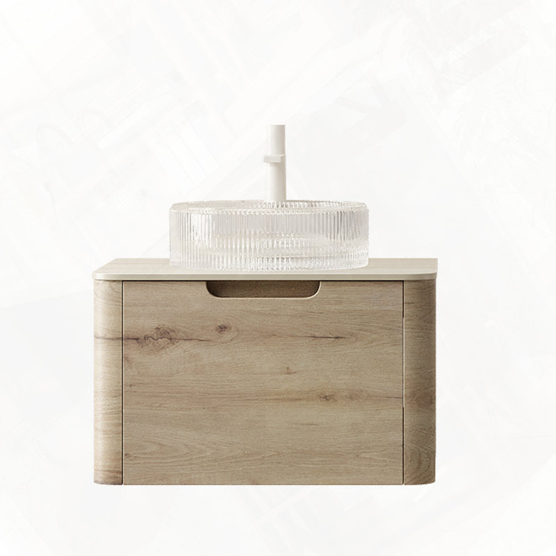 Meuble-lavabo flottant avec tiroir et plateau en pierre frittée