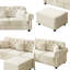 Canapé modulaire rembourré en L de 82,6 po en forme de L avec repose-pieds, style Chesterfield de style Mid-Century, capitonné avec garniture cloutée et accoudoirs roulés, comprend 3 coussins-805237803