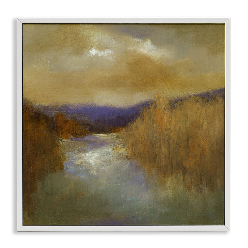 «Moody Shadowed River», art de la giclée encadrée par Sheila Finch, Giclée encadrée blanc bord de mer, H 12 po x l 12 po