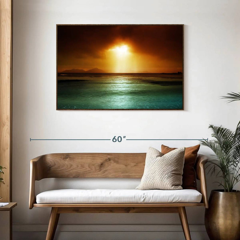 Ciel de La Digue, Seychelles, 43 po x 29 po, Cadre flottant noyer