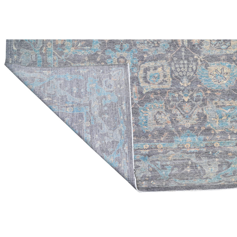 Tapis bleu noué à la main de haute qualité