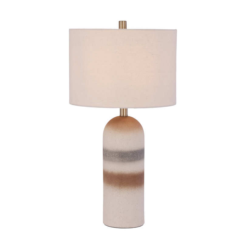 Lampe de table en céramique 27 po avec abat-jour en lin Sahara pour chambres à coucher, salons, vestibules, bureaux