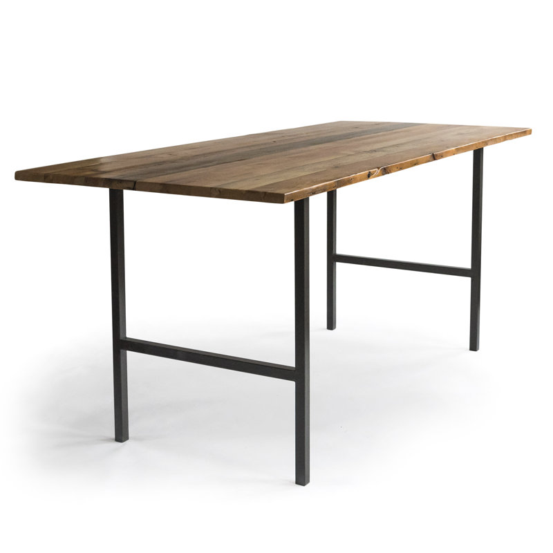 Braddock Solid Wood Top Metal Base Dining Table, 72" H x 36" W x 42" D, Clear
