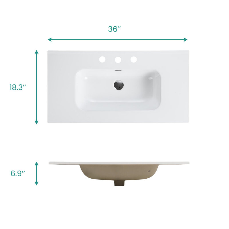 Plateau de meuble-lavabo en céramique Monroe avec finition brillante et entretien sans effort