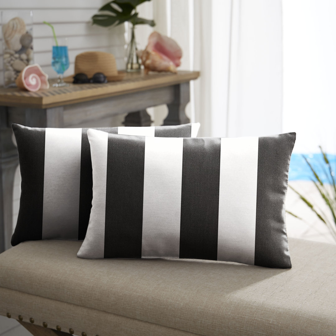 Kentay Sunbrella Knife Edge Cabana Classic Indoor/Outdoor Lumbar Pillow (Set of 2) Latitude Run®