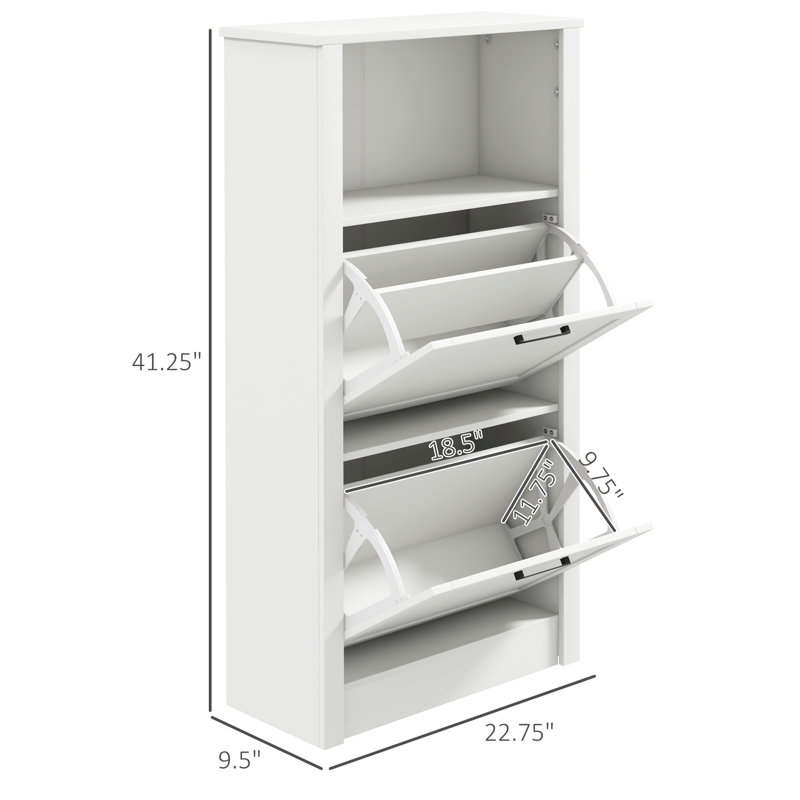 Armoire de rangement pour chaussures avec compartiment ouvert et 2 tiroirs rabattables