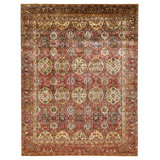 Hand Knotted Wool Area Rug in Red And Cream