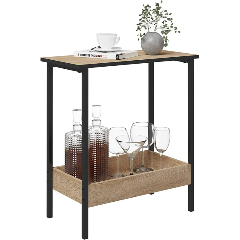 Laimondo Metal Bedside Table, Light Brown/Black