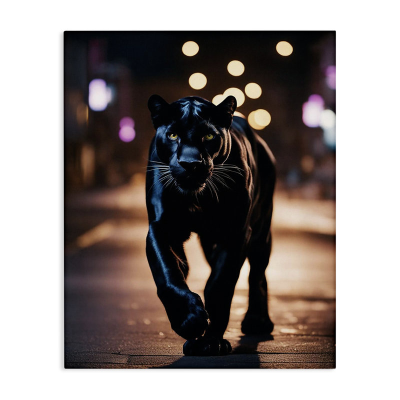  «Stalking Panther on Street», art mural sur toile par Noah Bay, H 20 po x l 16 po