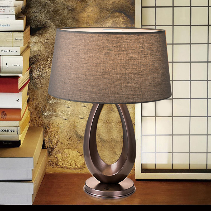 Lampe de table avec USB, Bronze améthyste, Marron, H 25,43 po x l 16,54 po x P 16,54 po