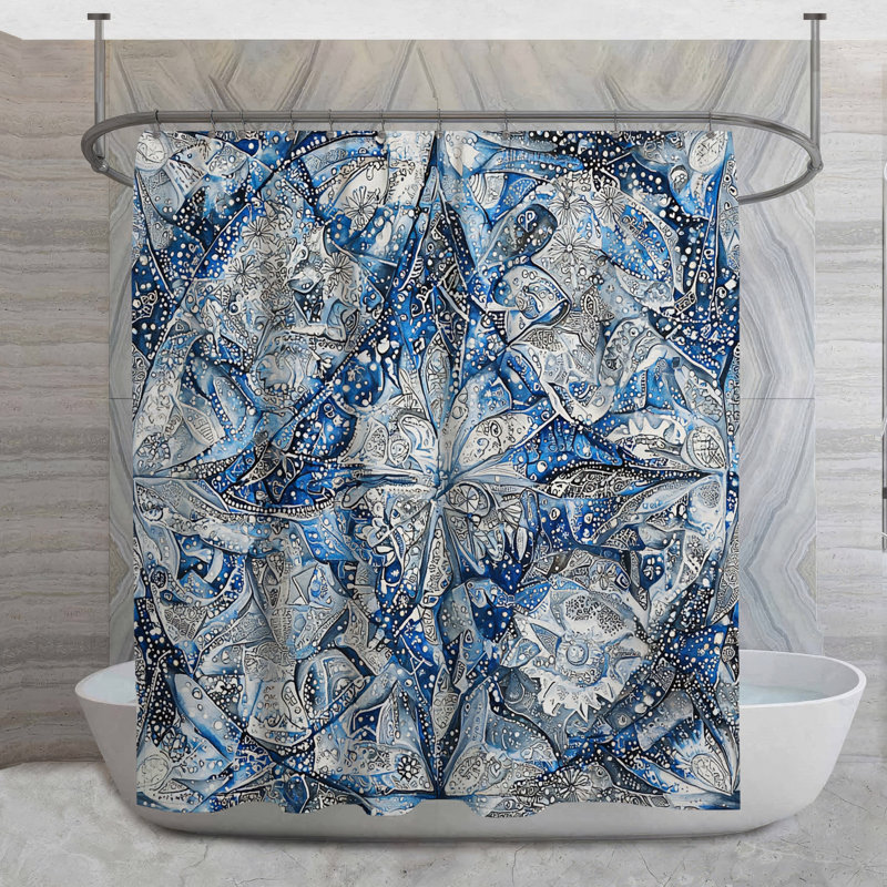 Rideau de douche à motif de feuilles - Décoration de salle de bain botanique style Mid-Century moderne, H 73 po x l 70 po