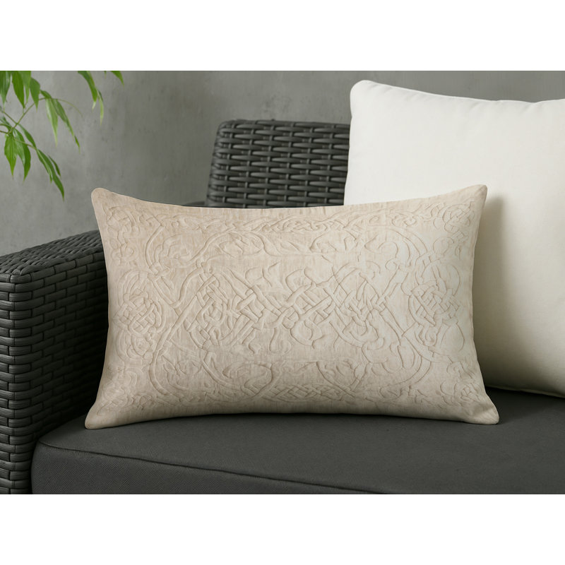 Coussin décoratif intérieur et extérieur Modern, Beige abstrait 5, Rectangle H 20 po x l 14 po