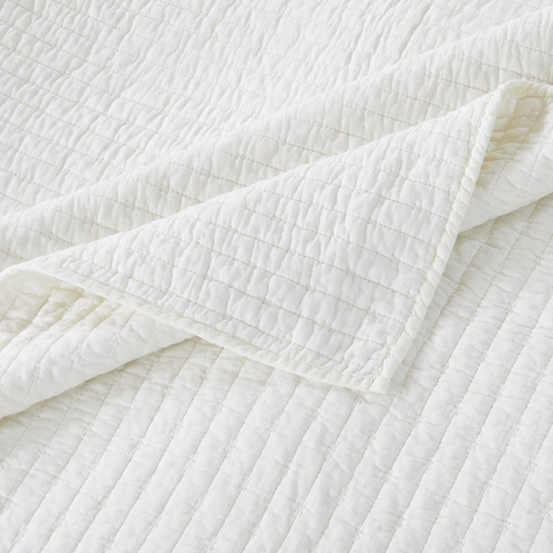 Antique White Twin Cotton Reversible Quilt Set