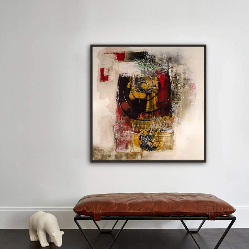 Rouge et jaune, effet de texture, reproduction d'art sur toile, décoration d'art moderne multicolore H23, Noir