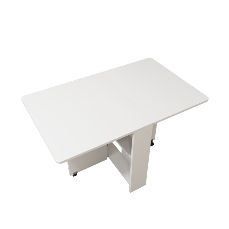 Fully Unfolded 51.18 Inches White Foldable Table, Suitable For Small Family Table Or Display Table Convenient, Home Simple Long Table, Simple And Lightweight