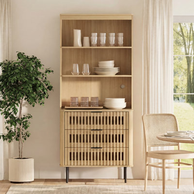 72.8" Tall 3 Tiers Bookshelf with Large Drawer, Modern Bookcase with Storage, Adjustable Shelves, Wood Display Storage Cabinet, Living Room, Bedroom，3 PCS