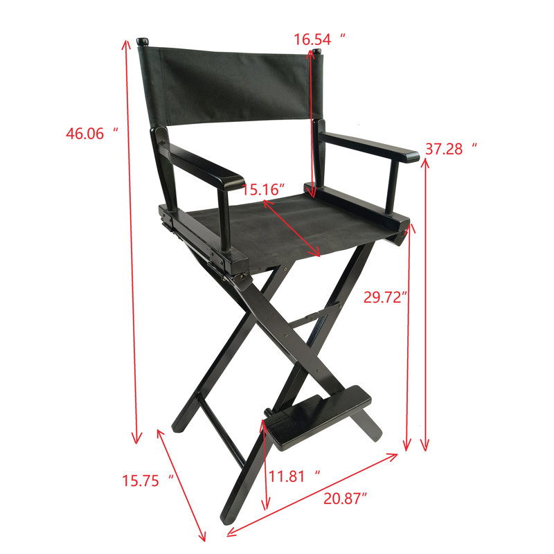 Chaises de réalisateur pliables 2 pièces, noir, capacité de 176 lb, bois massif, siège en toile respirante pour chaise de golf 2 pièces, noir. Pliable. Bois Populus et siège. . Pour les adultes