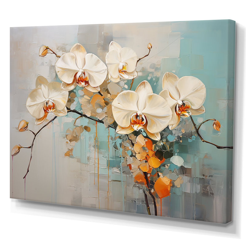 Orchidées beiges tranquillité sur toile, Toile tendue, 12" H x 20" W