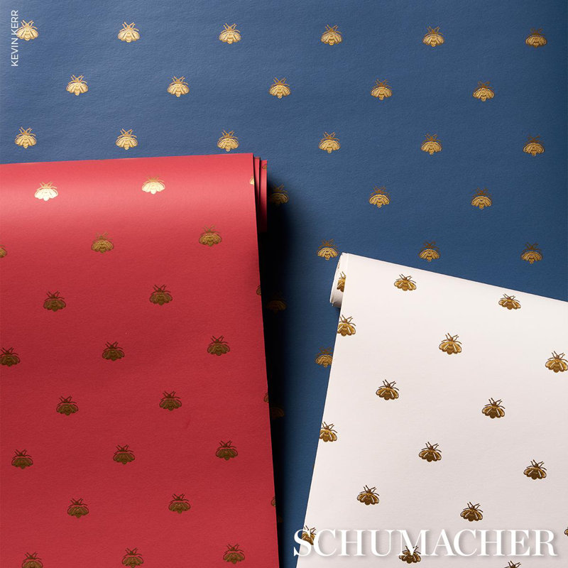 Hubert's Bees Wallpaper, Rouge/Gold
