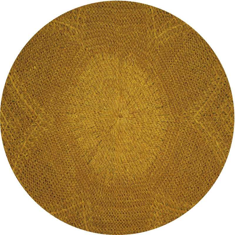 Tapis 100% jaune à motif lavable à la machine 2989 9, Rond 7 pi