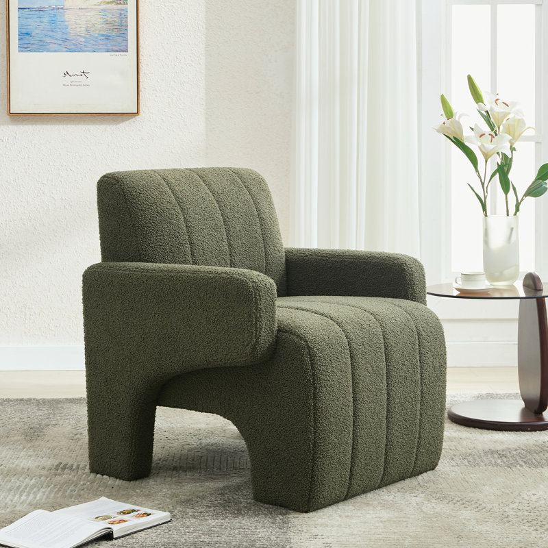 Fauteuil d'appoint moderne rembourré en sherpa doux, Polyester vert