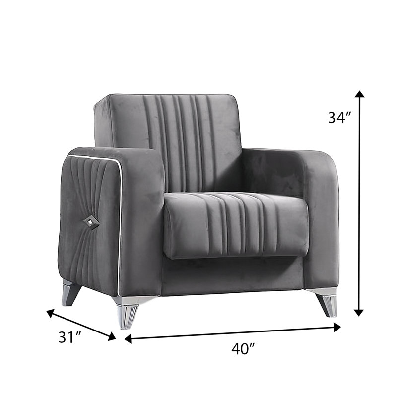 Fauteuil Levante, Velours gris clair