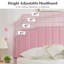 Grand lit plateforme en velours rose avec tête de lit à garniture cloutée, cadre de lit tapissier sans sommier, lit rosé moderne pour la chambre à coucher-1819051356-1819051359