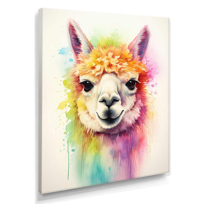 Cool Alpaca Portrait - Alpaca Wall Art Print, 32" H x 24" W, Wrapped Canvas