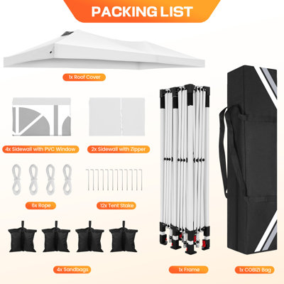 Auvent 10 x 20 pi avec auvent et 6 parois latérales, pavillon de jardin imperméable pour fêtes