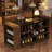 55" Farmhouse 5-Tier Kitchen Island Table with Storage Shelves-618903055
