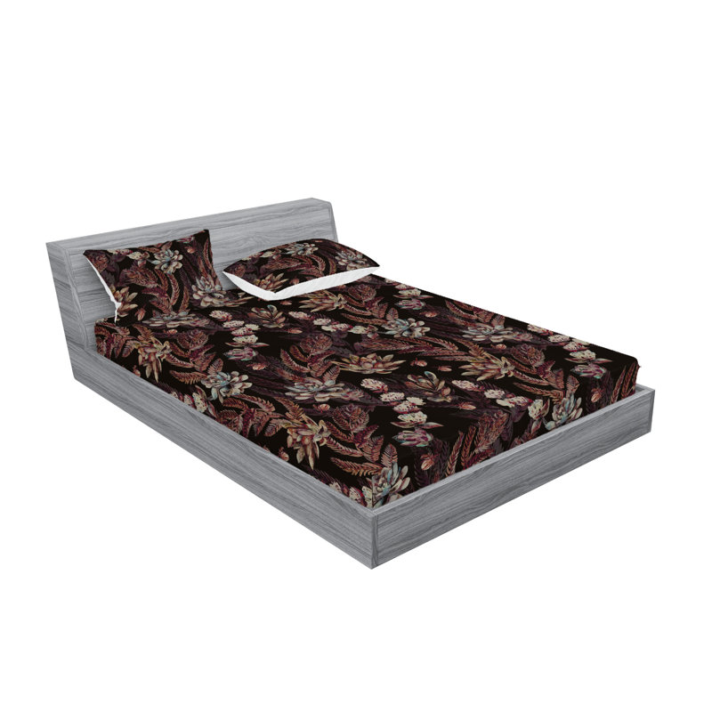 Drap-housse et taies décoratives 3 pièces Ambesonne, Ensemble de draps pour grand lit avec 2 taies d'or