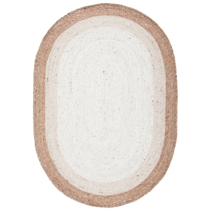 Mansfield Hand Woven Wool/Cotton Rug in Ivory, Oval 4' x 6'
