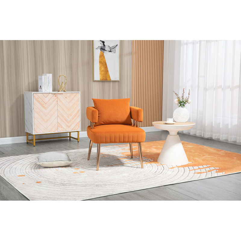 Chaise avec accoudoirs d'appoint, Polyester orange