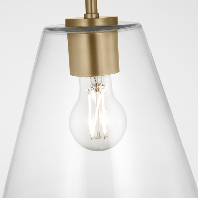 Luminaire suspendu à une lumière Hayden, Clair, Laiton satiné