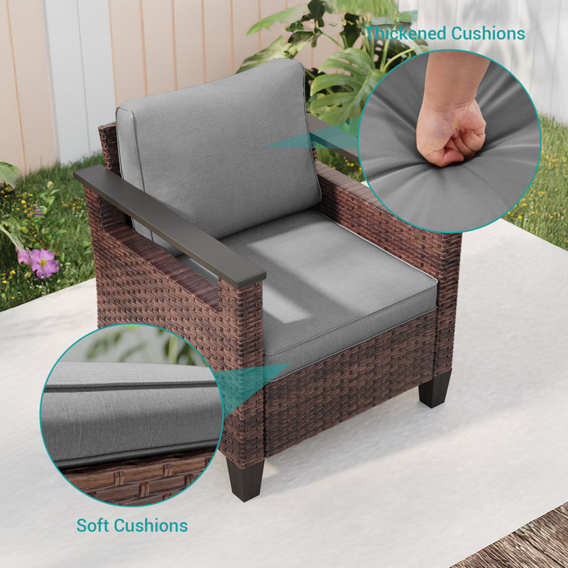 Ensemble de 2 chaises de patio en osier, Brun, Gris