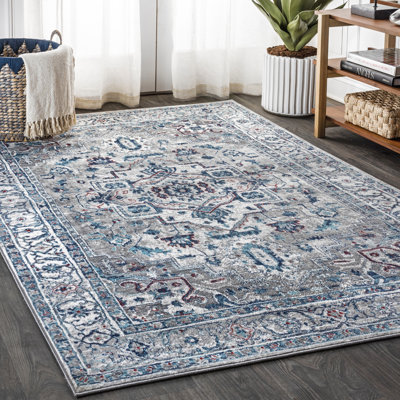 Lawrence Hill Modern Persian Vintage Medallion Light Gray/Blue Rug