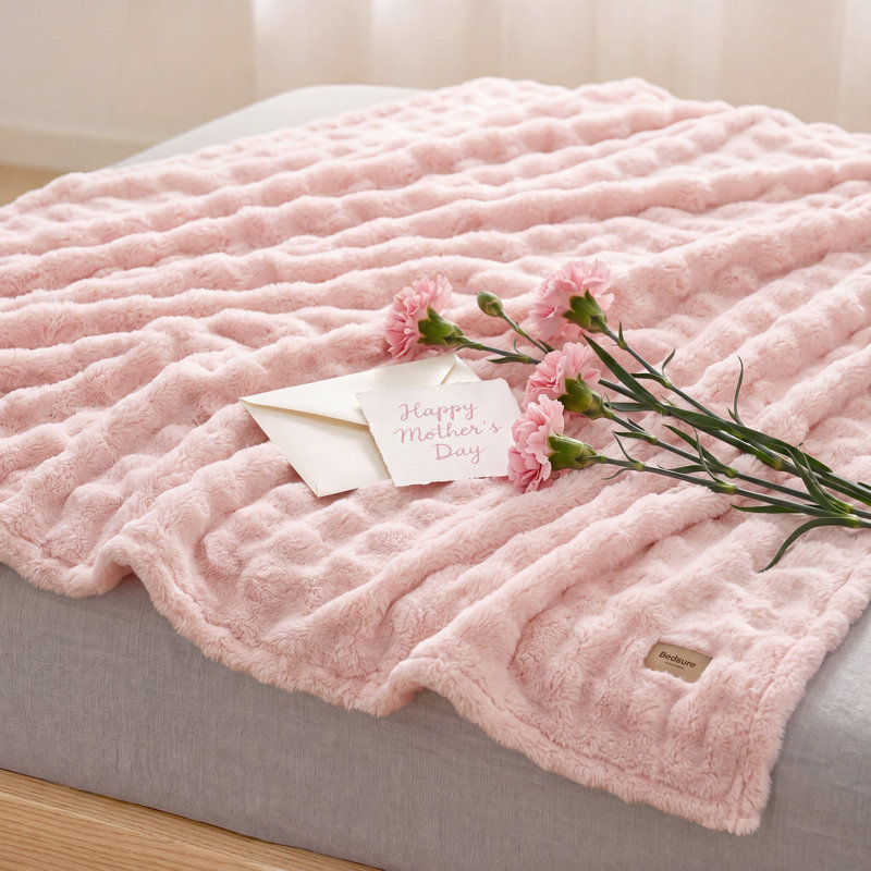 Coussin en polaire pour le canapé et la fête des mères - couverture pour canapé-lit GentleSoft, Rose cristal, Lit simple