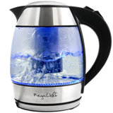 Bouilloire électrique en verre et en acier inoxydable méga chef 2 qt