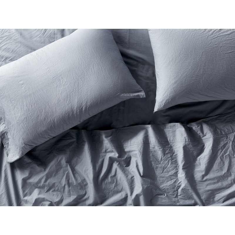 Crinkled Pillowcase, King Pillowcase, Steel Blue