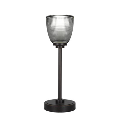 Parisien Accent Lamp Shown In Dark Granite Finish With 5" Clear Ribbed Glass